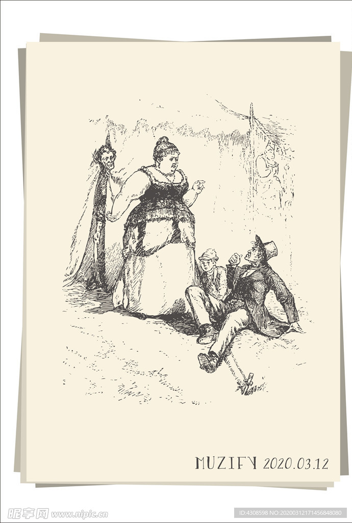 欧式复古人物像 胖女士