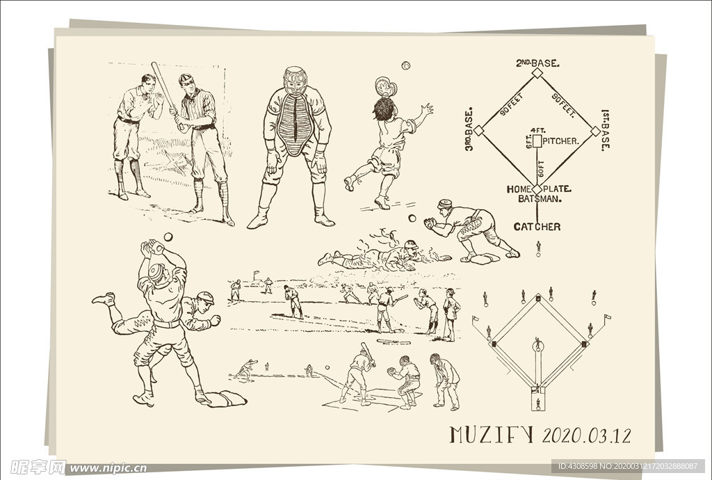 10款入棒球比赛手绘稿