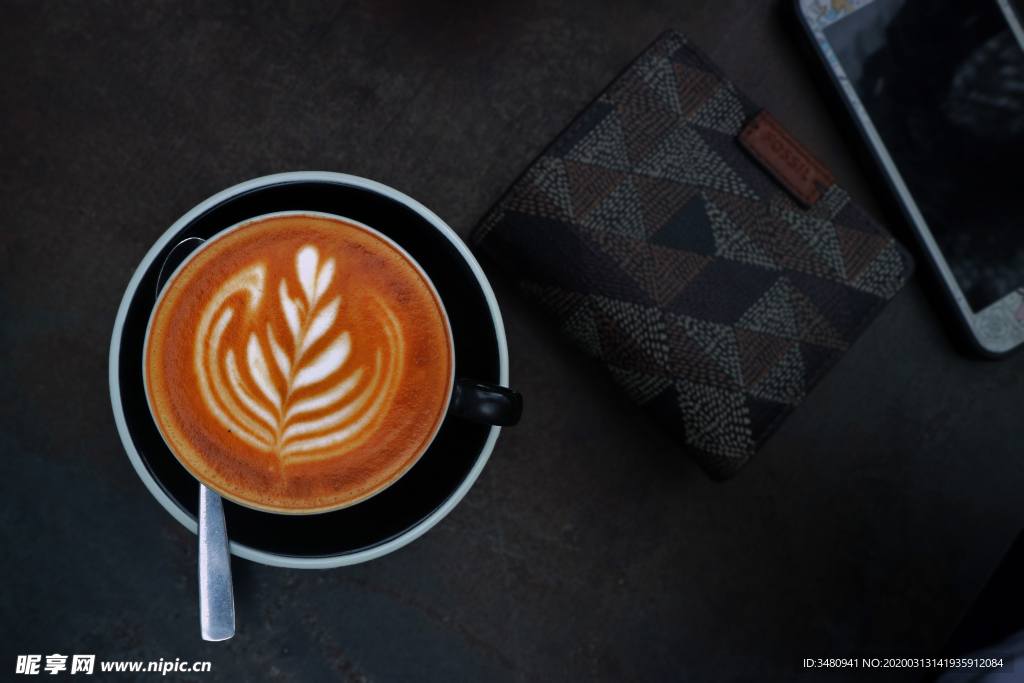 咖啡拉花 咖啡杯俯视图