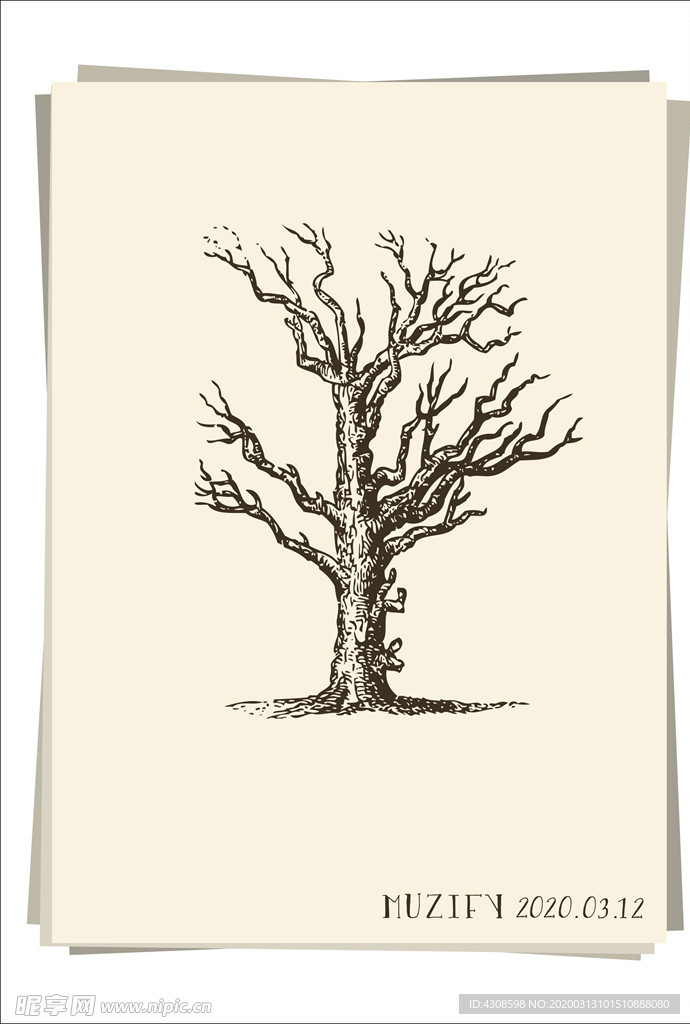 树干手绘稿