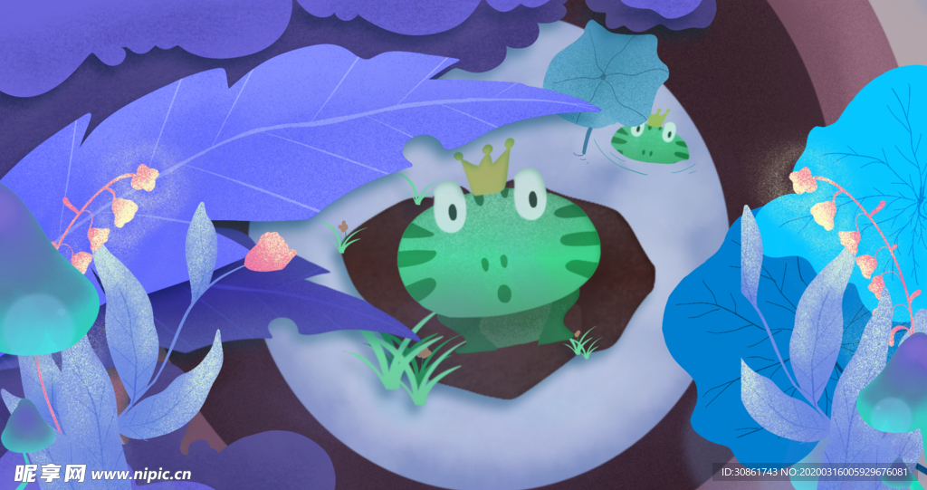 井底之蛙成语故事插画