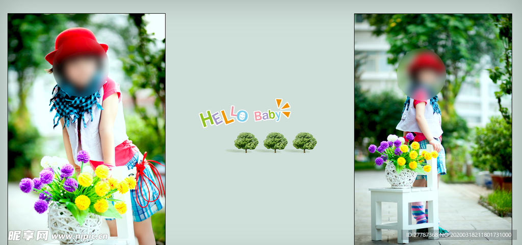 儿童影楼宝贝写真相册模板海报图