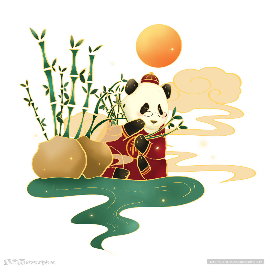 熊猫国潮插画