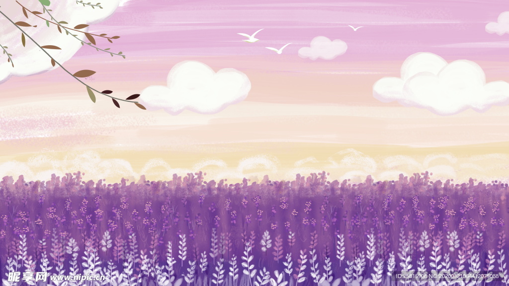薰衣草田园图片