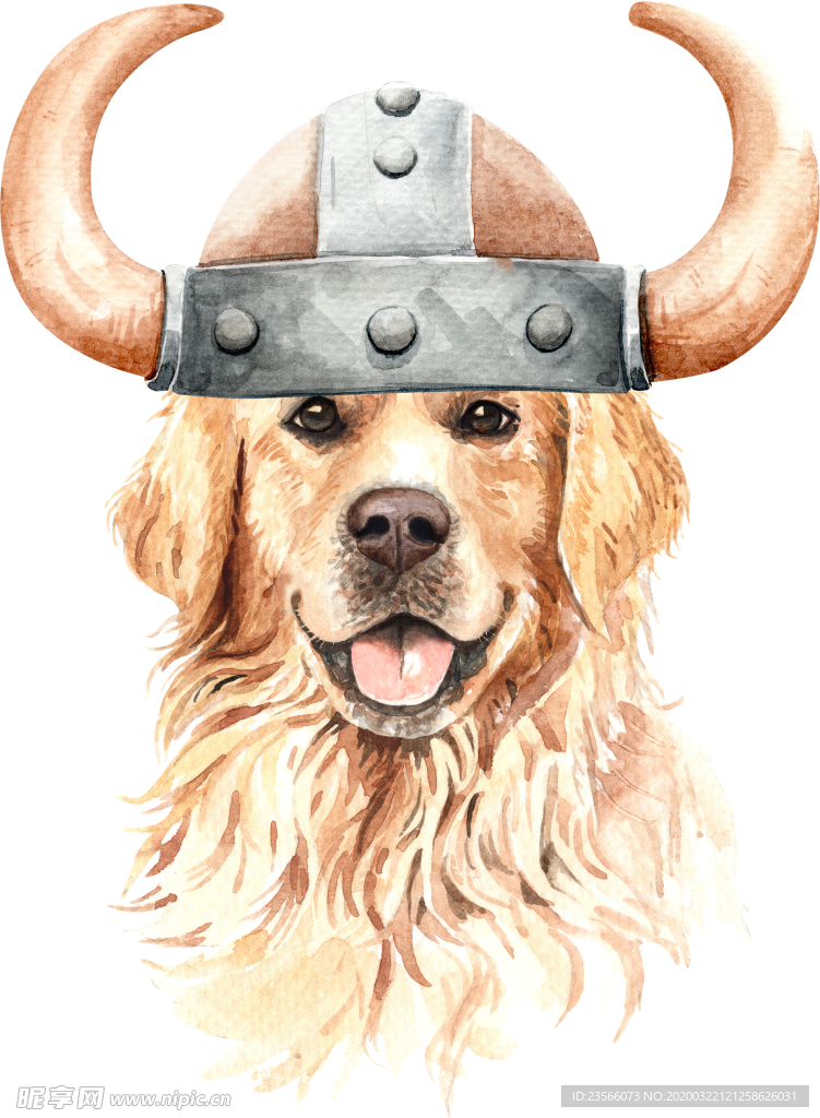 水彩绘画可爱小狗