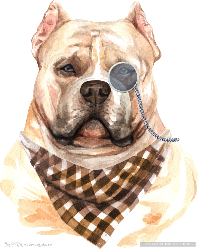 水彩绘画可爱小狗