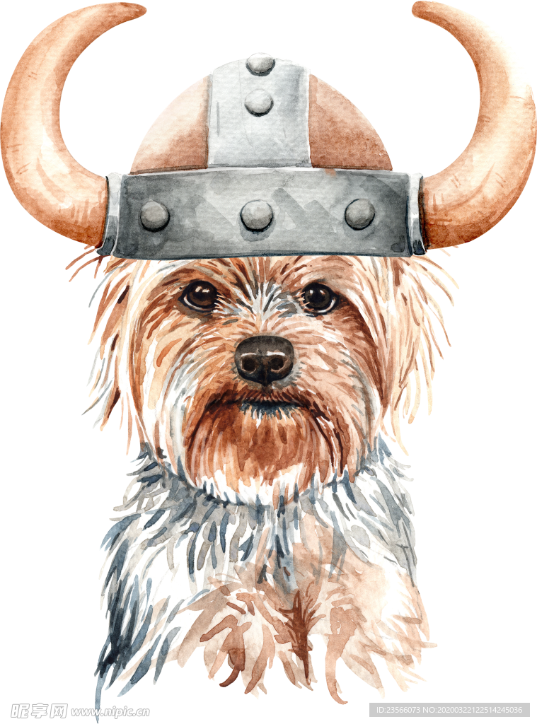 水彩绘画可爱小狗