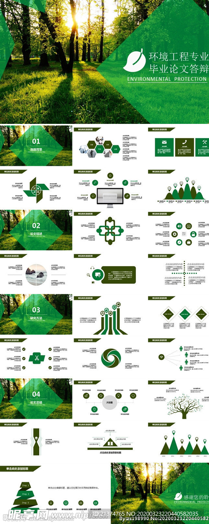 环境工程毕业论文答辩PPT模板