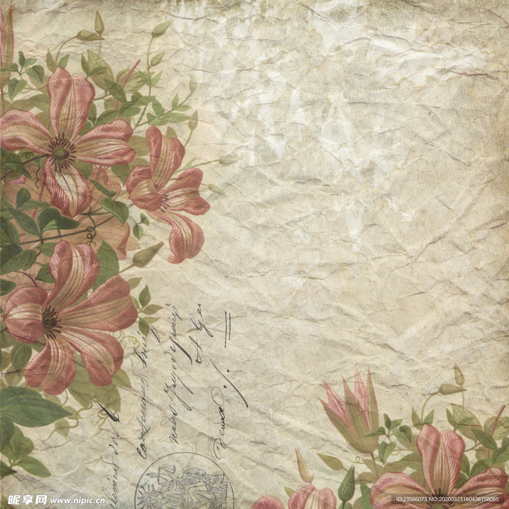 复古田园风花纹背景