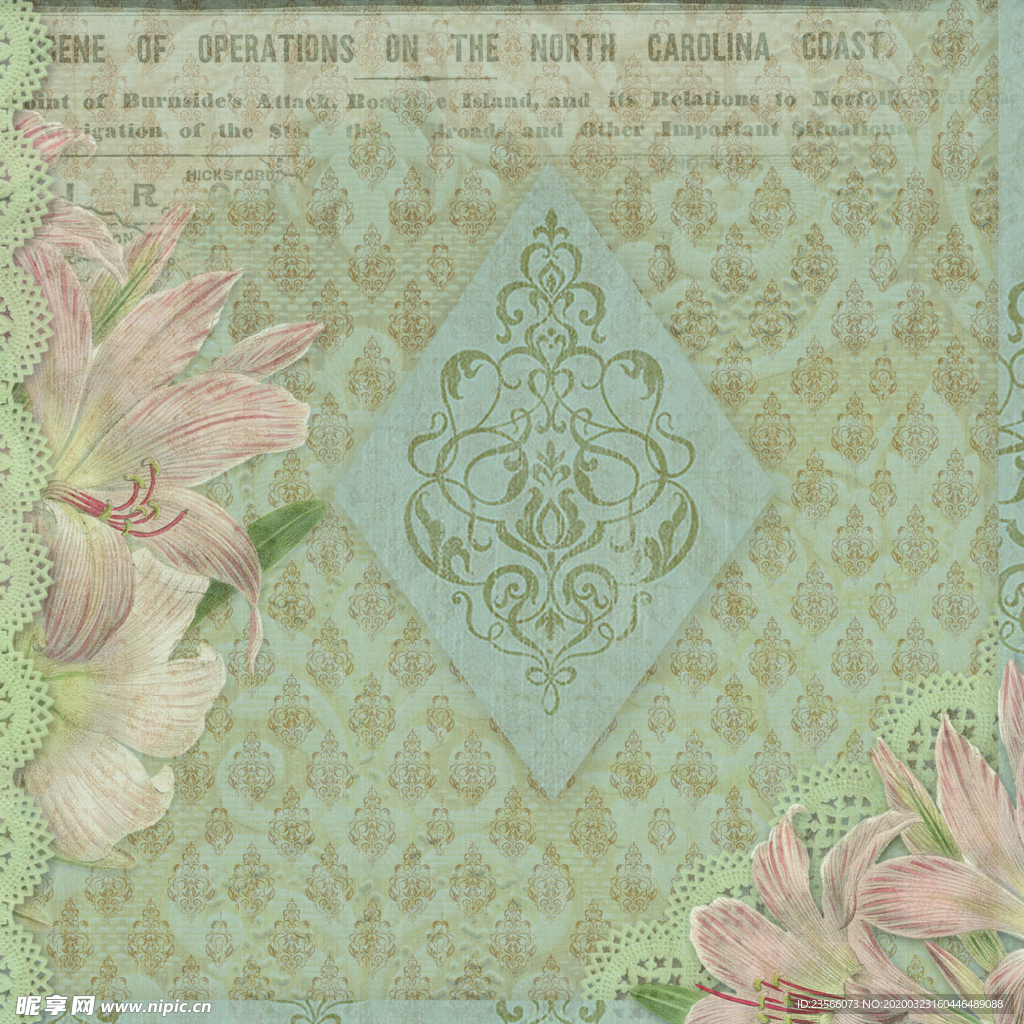 复古田园风花纹背景