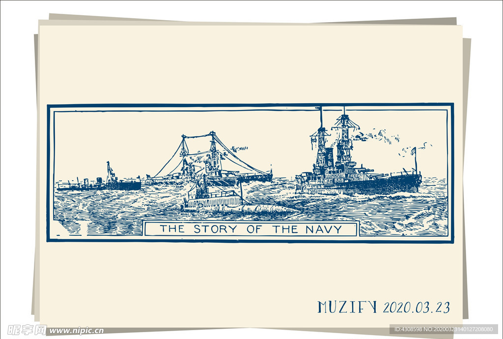 海军巡回舰队手绘稿