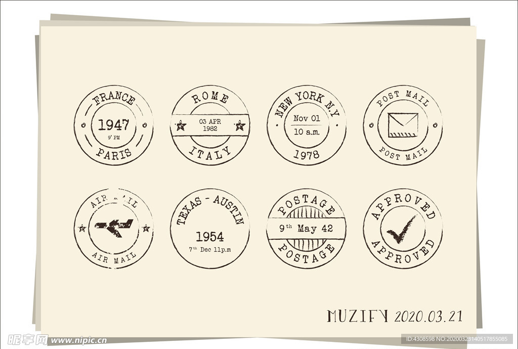 8款入复古邮戳设计