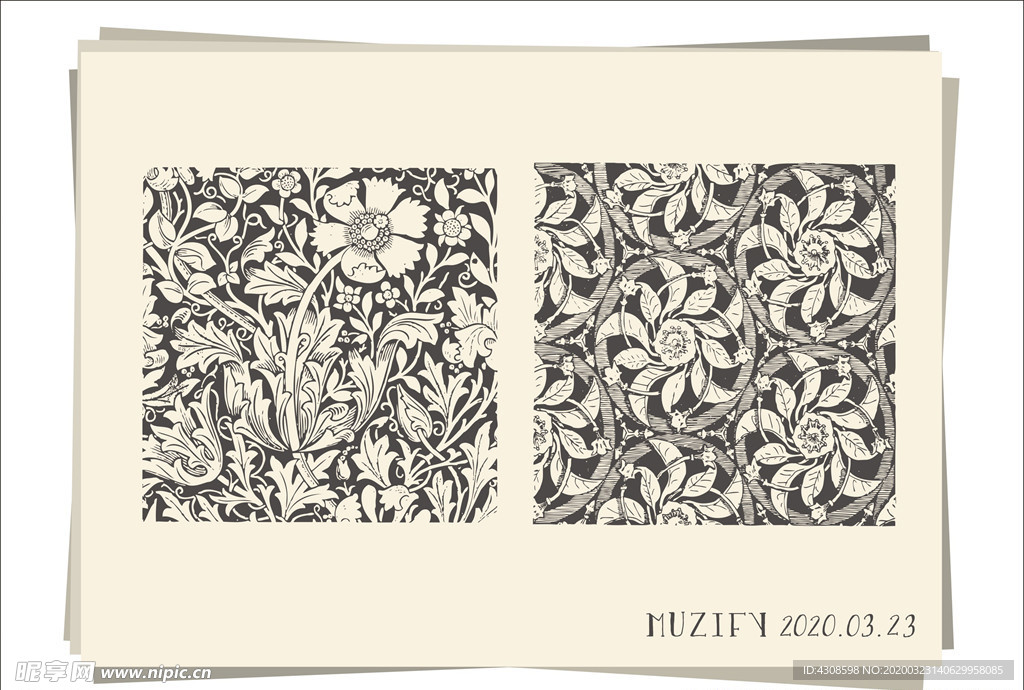 2款入复古花卉底纹