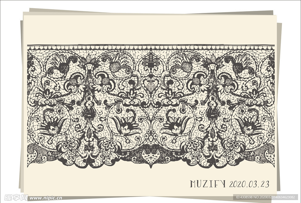 蕾丝花边底纹素描画