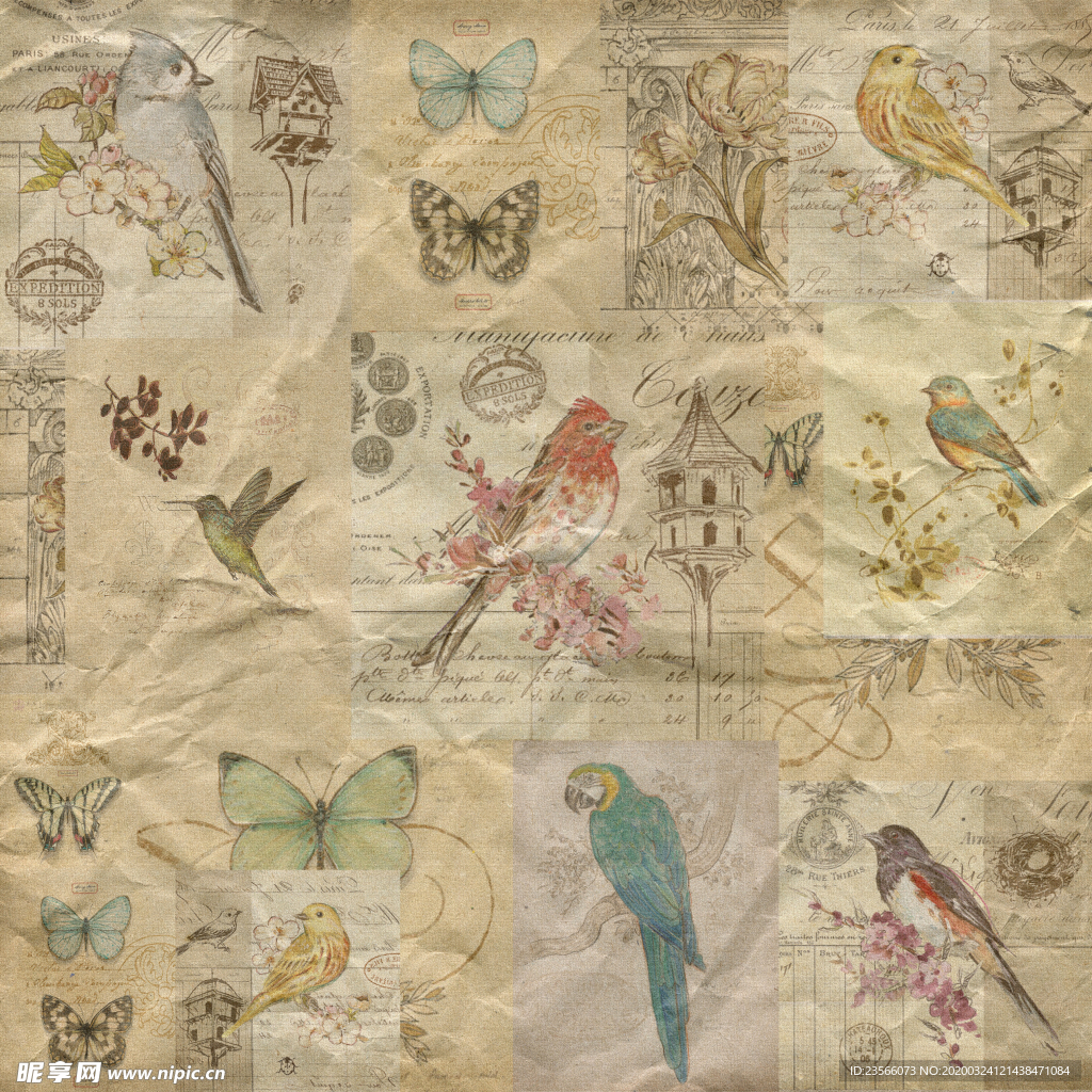 复古田园碎花图案背景