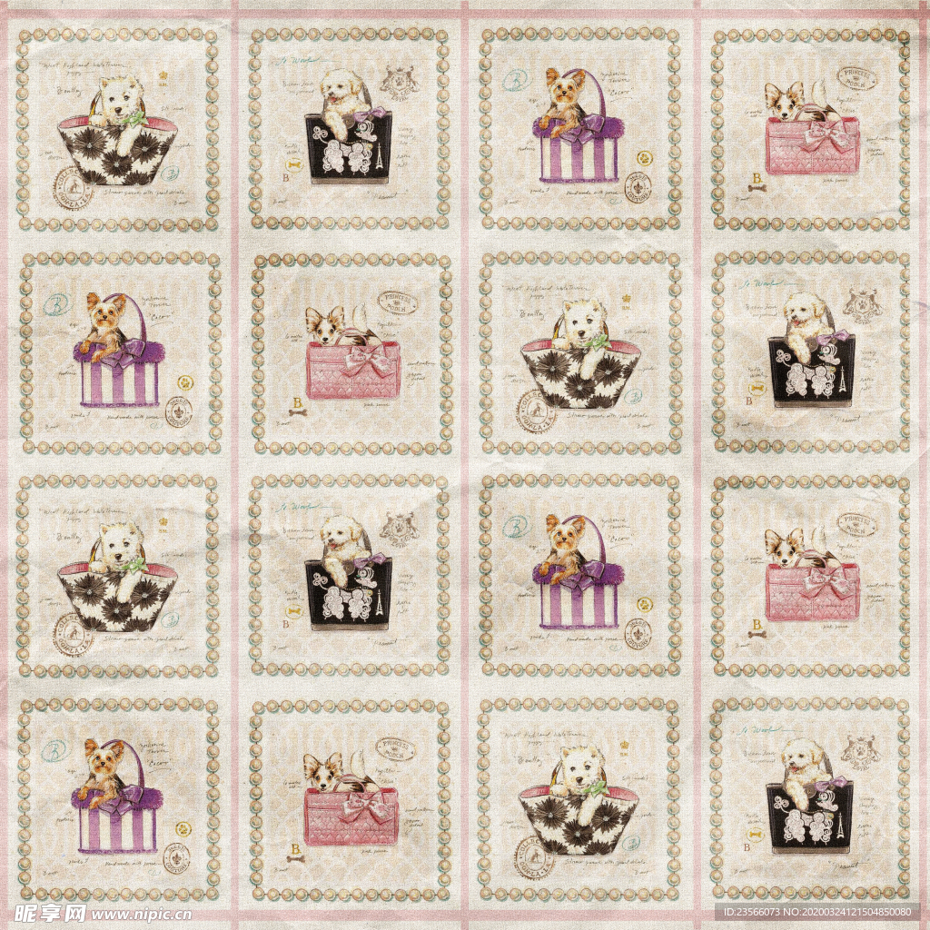 复古田园碎花图案背景