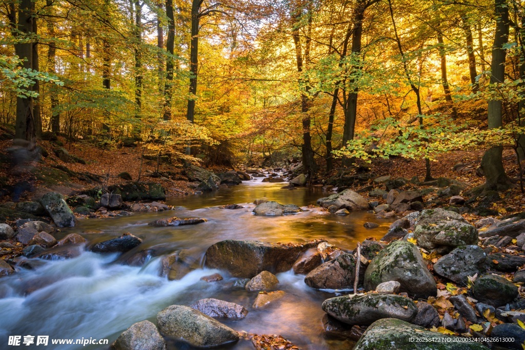 秋天山间流水图片