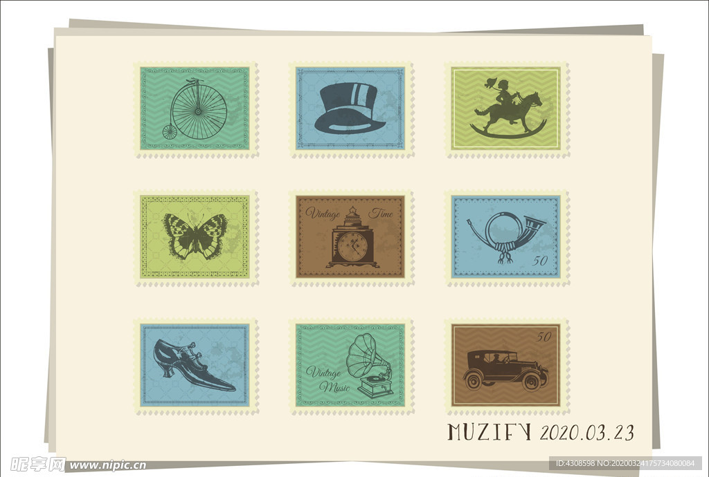 9款入复古邮票