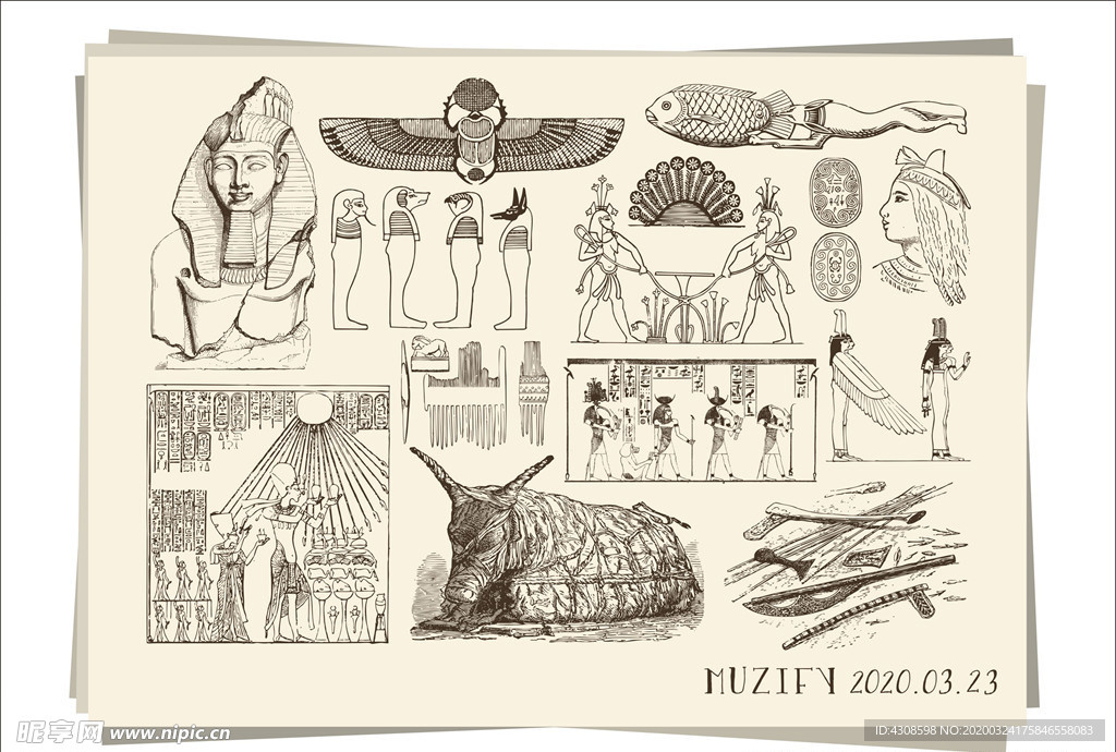 埃及元素手绘稿