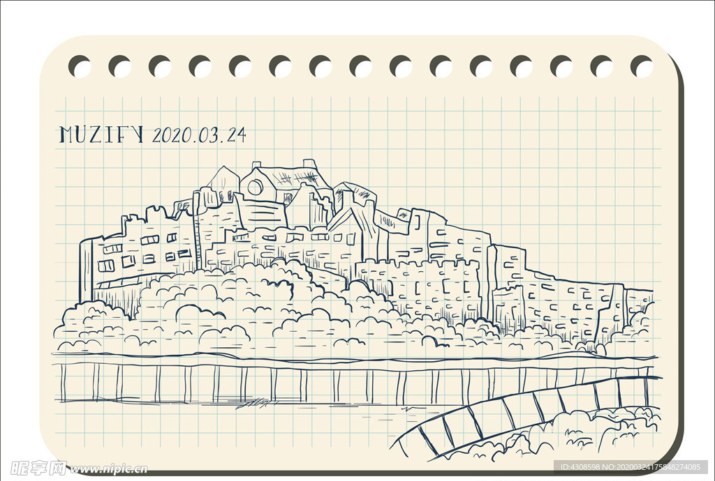 风景写生素描画