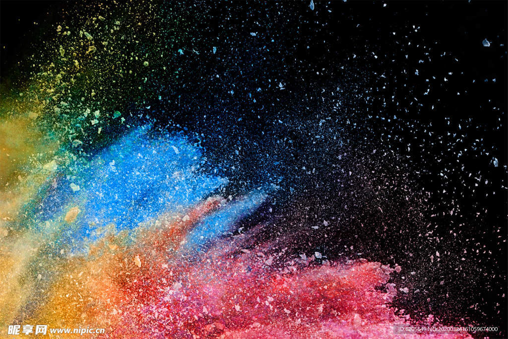 黑底蓝红黄粉末飞溅壁纸