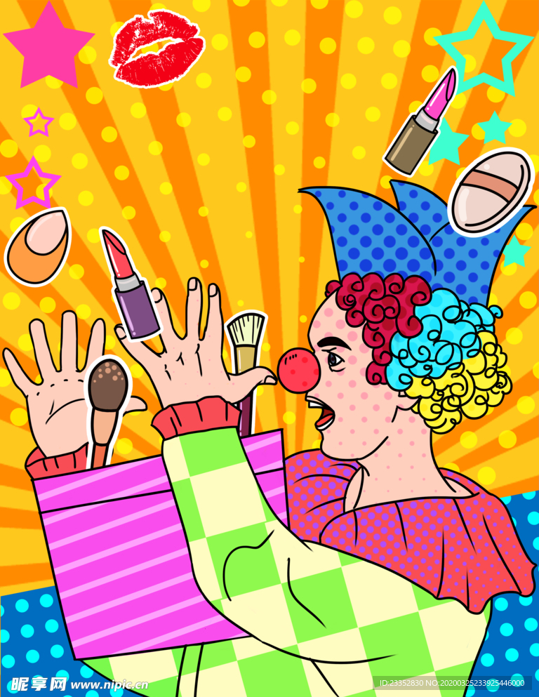 愚人节小丑波普风背景设计