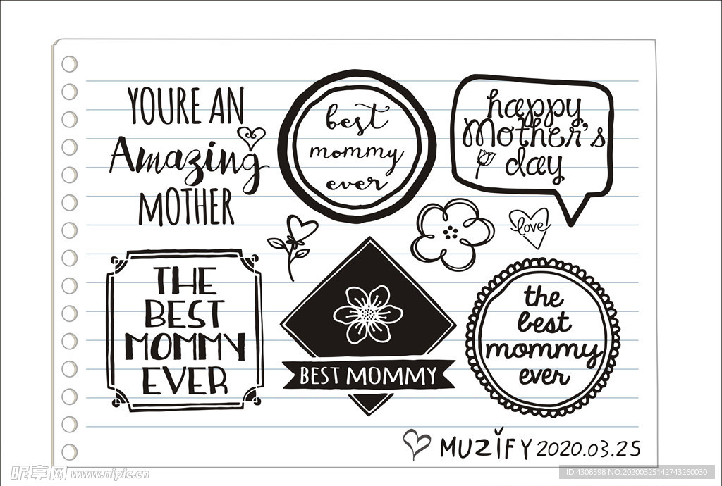 母亲节 涂鸦风格 手绘