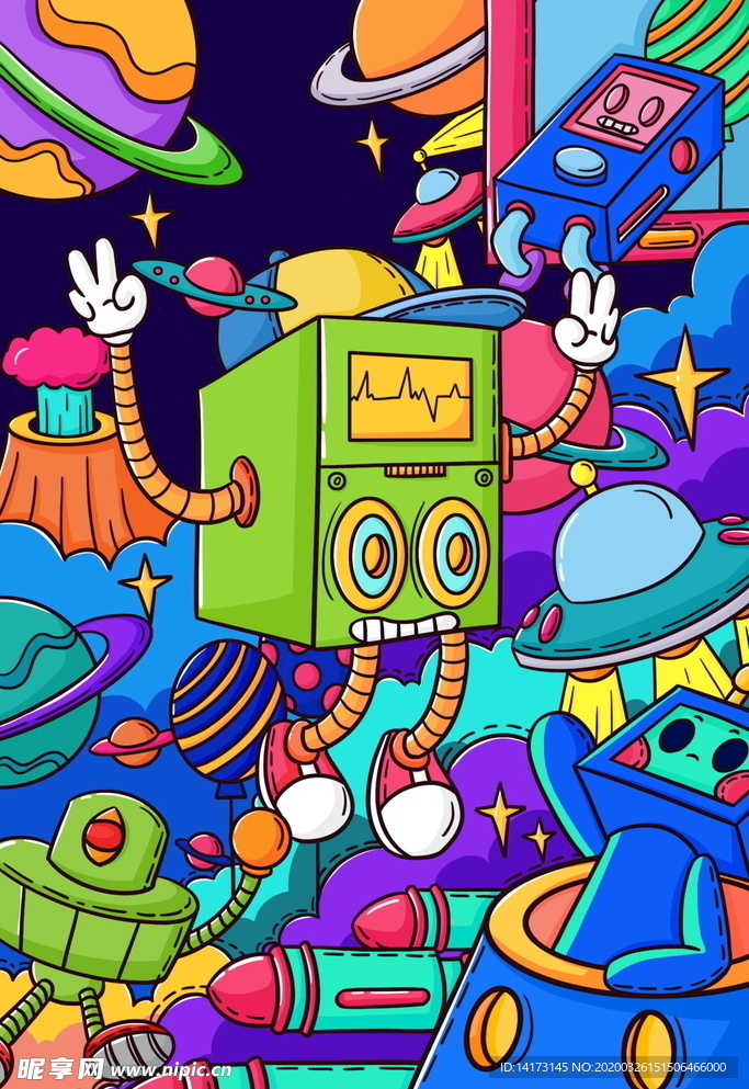 蒸汽波科技插画图片