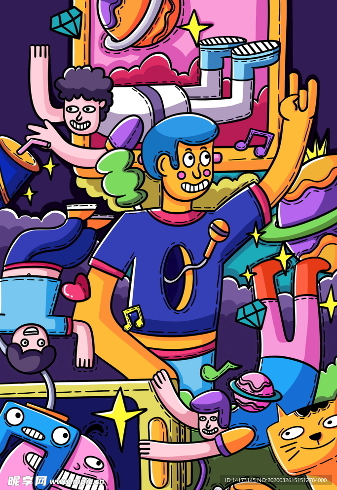 蒸汽波科技插画图片