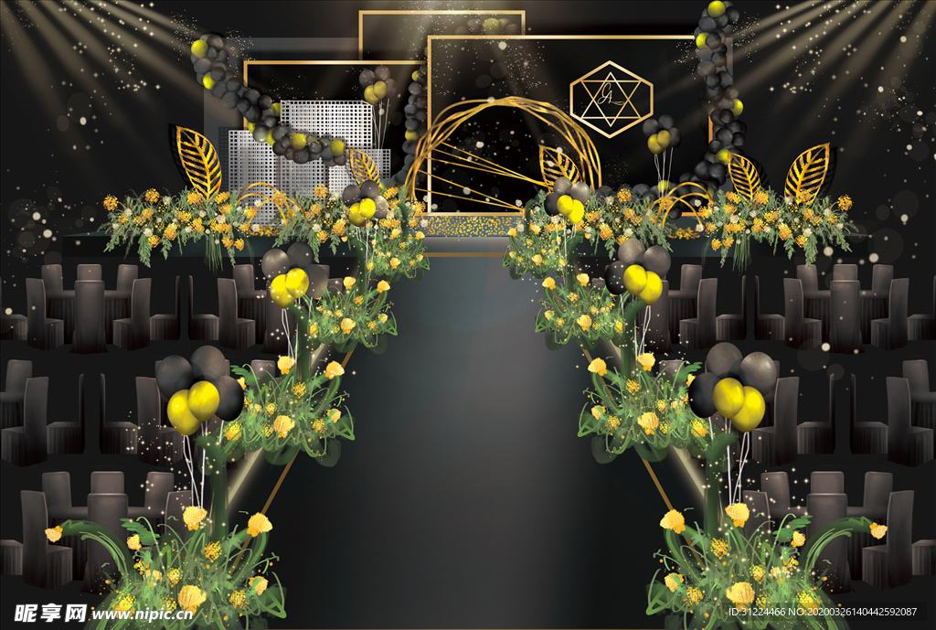 黑金色婚礼效果图