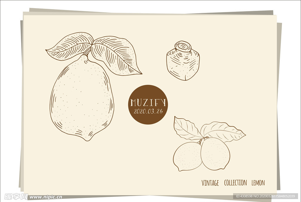 3款入柠檬手绘稿