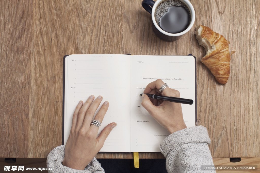 写字俯视图 签名手势