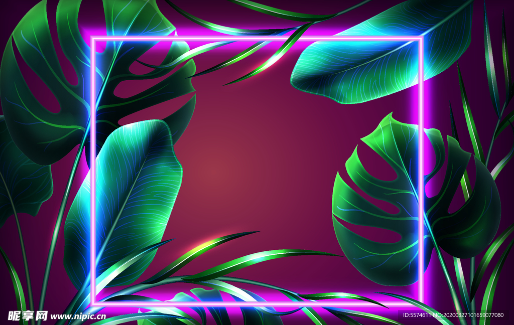 霓虹灯叶子背景
