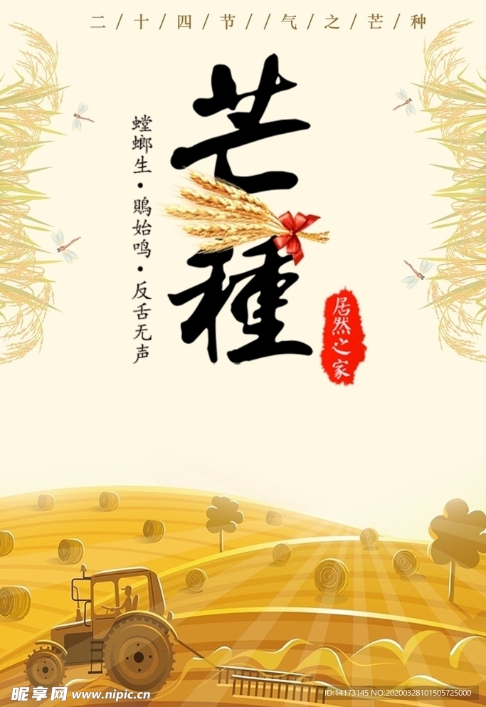 芒种拖拉机海报图片
