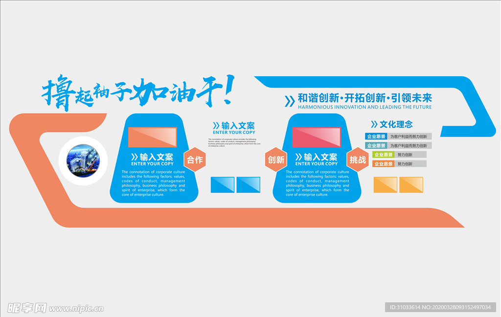 合作创新挑战文化墙