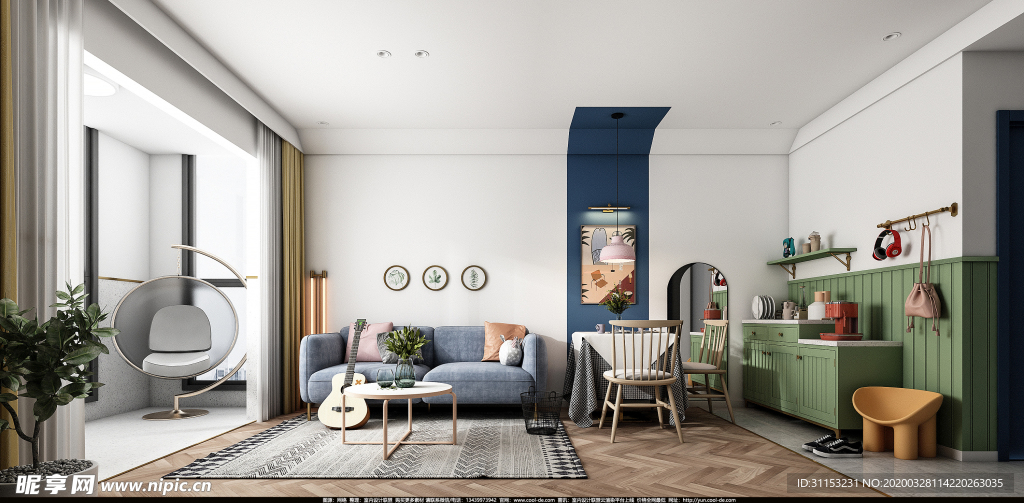 吉他 吊篮 客厅