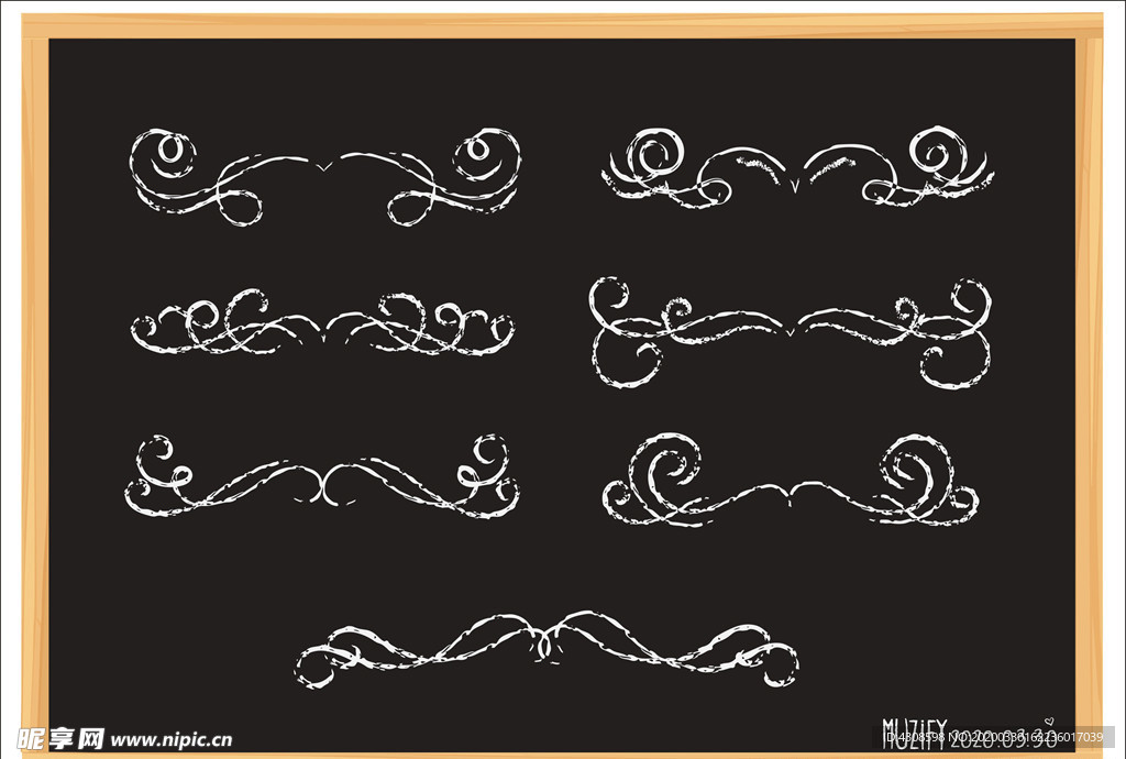 7款入花边粉笔画