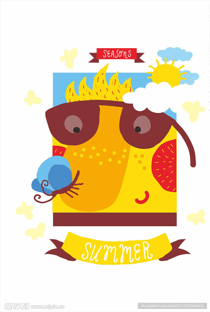 小清新涂鸦卡通插画