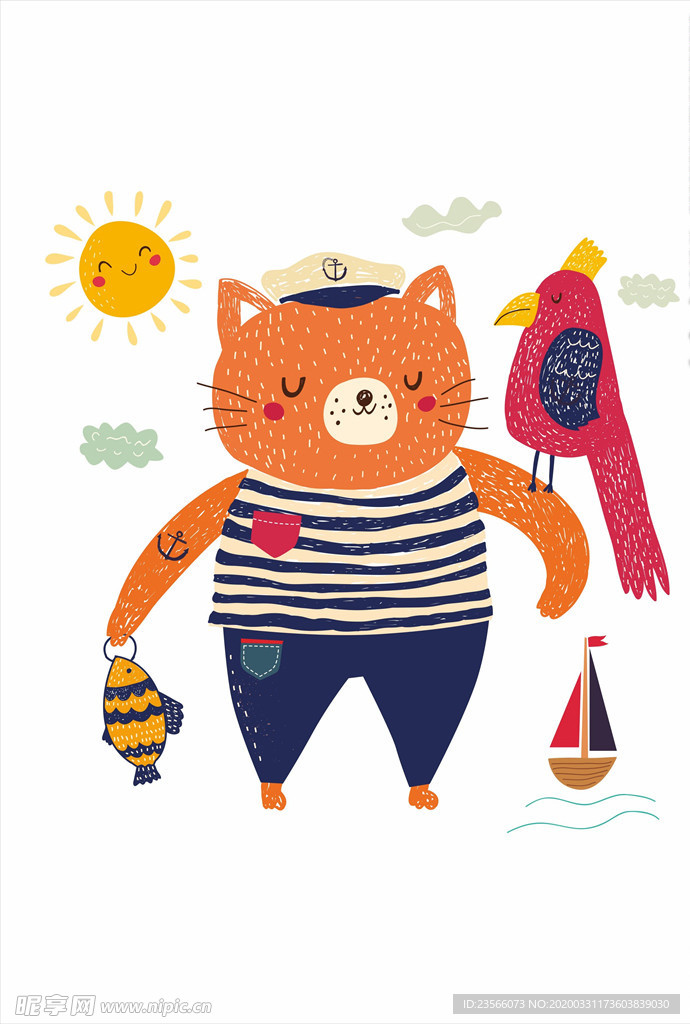 小清新涂鸦卡通插画