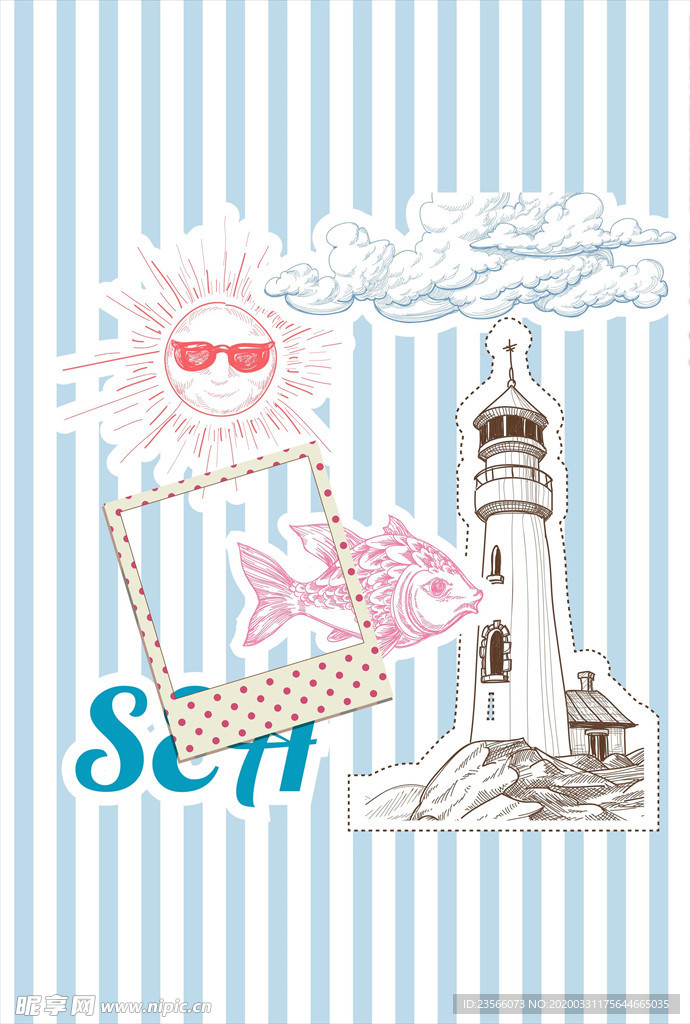 小清新涂鸦卡通插画