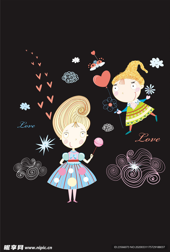 小清新涂鸦卡通插画