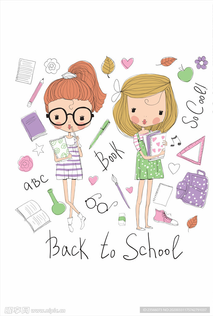 小清新涂鸦卡通插画