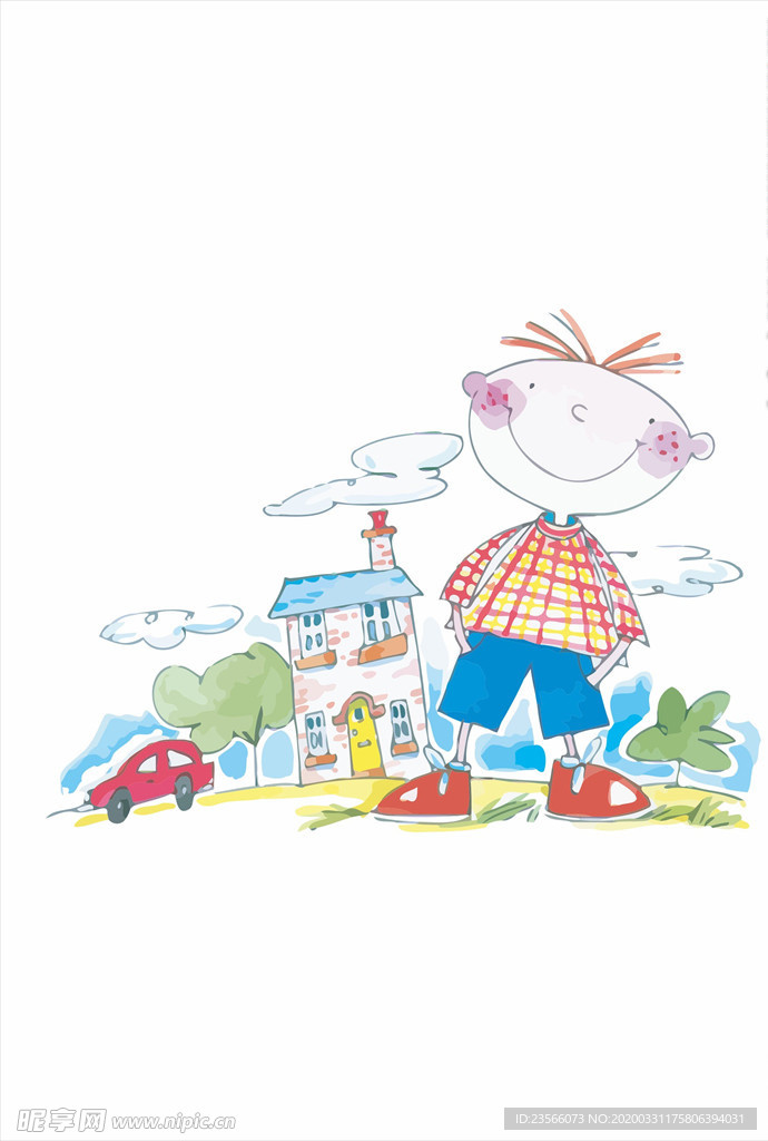 小清新涂鸦卡通插画