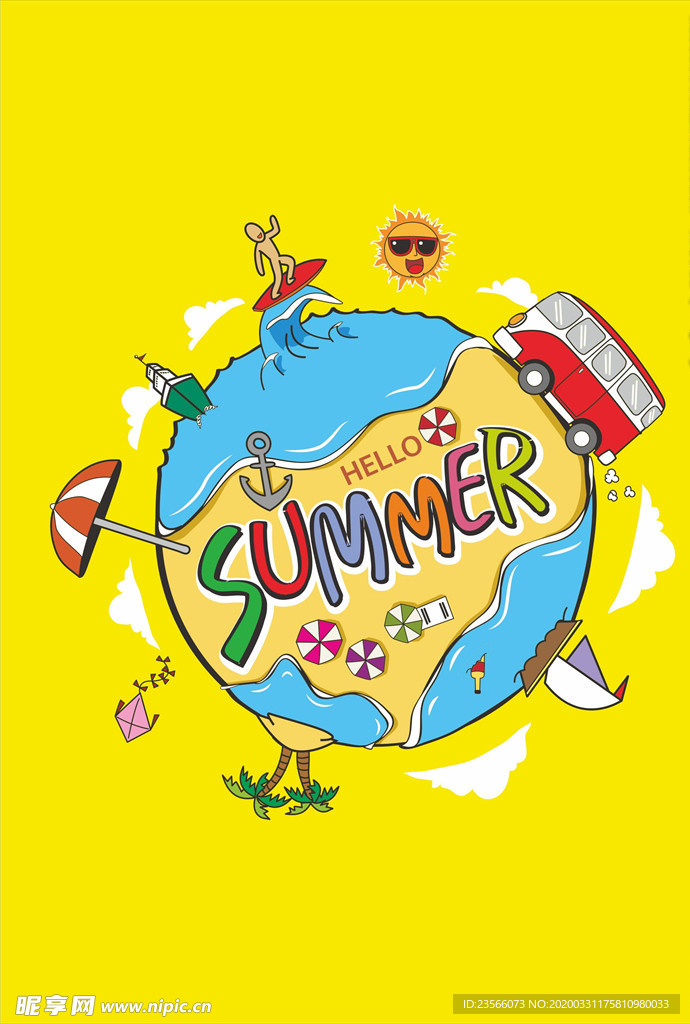 小清新涂鸦卡通插画