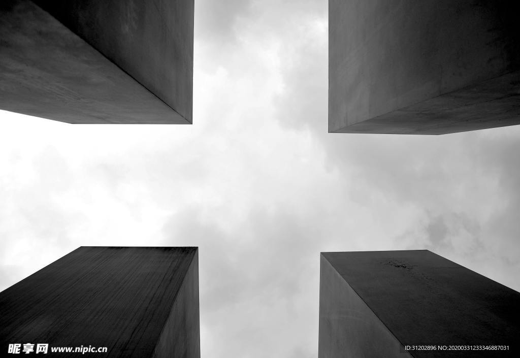 黑白俯瞰天空城市建筑