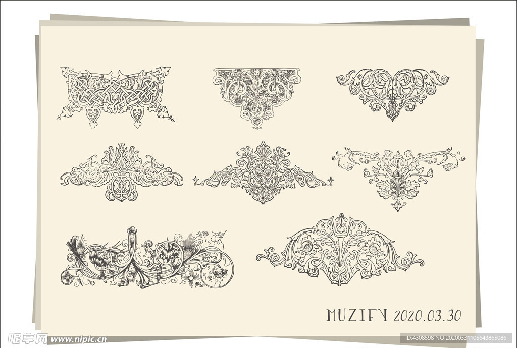 8款入花边手绘稿