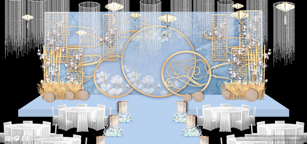 水墨新中国风婚礼设计背景