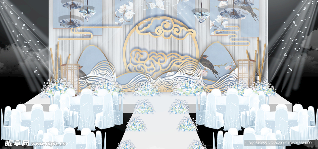 水墨新中国风婚礼设计背景