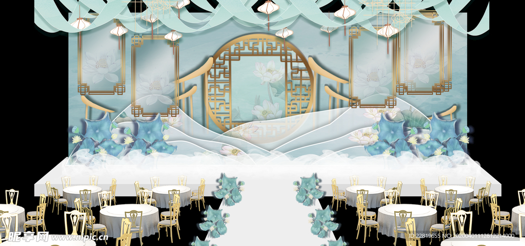 水墨新中国风婚礼设计背景