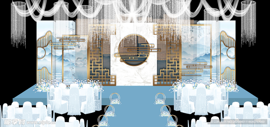 水墨新中国风婚礼设计背景